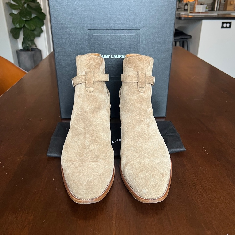 Saint Laurent Tan Suede Men's Boots